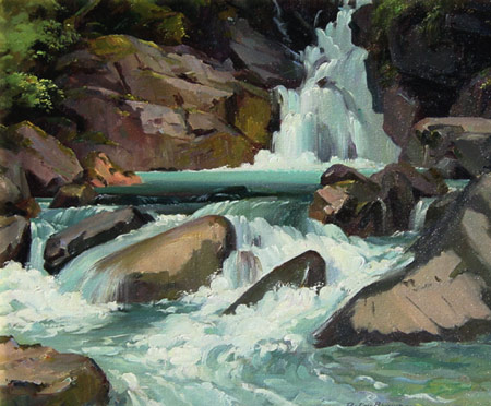 Fine Art by Peter Brown: Falls Creek, Hollyford Valley