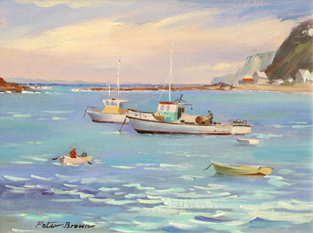 Fine Art by Peter Brown: Fishing Boats, Island Bay