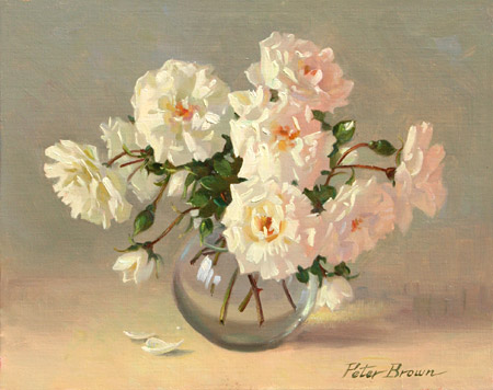 Fine Art by Peter Brown: Roses in a Glass Vase